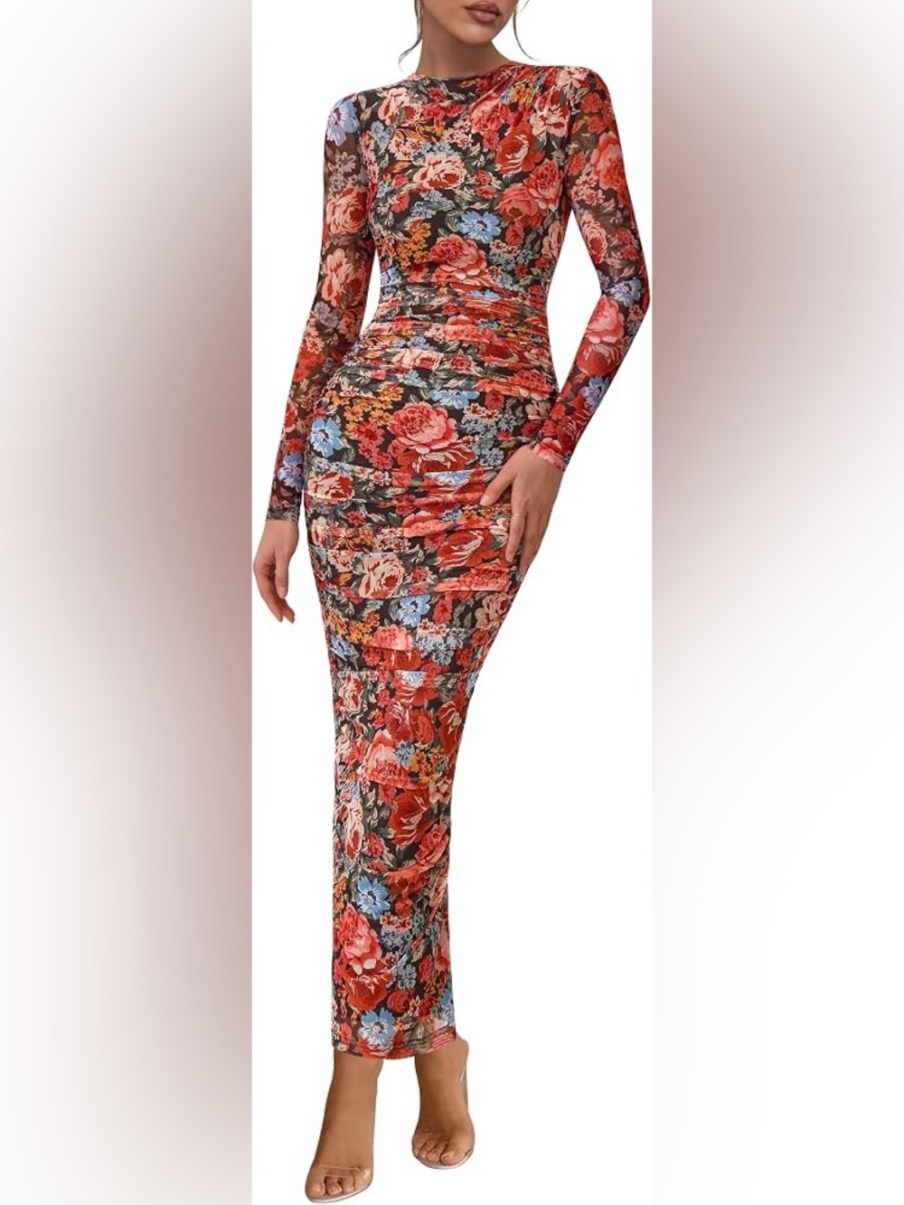 Pretty Garden Floral Long Sleeve Maxi Dress Size XS NWT - C72-113